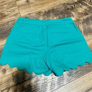 J. Crew High Waist Scalloped Turquoise Shorts